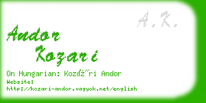 andor kozari business card